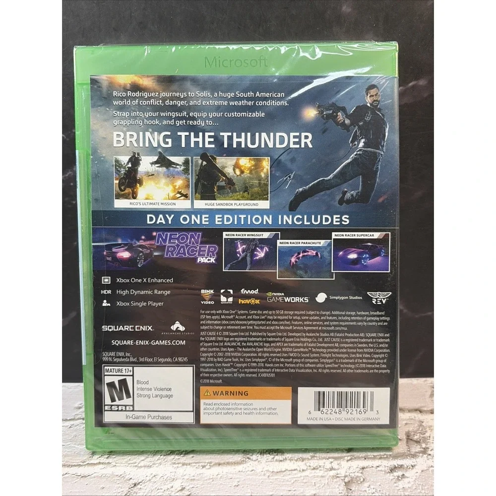Just Cause 4 Day One Edition Xbox One New Sealed Neon Racer Pack Square Enix